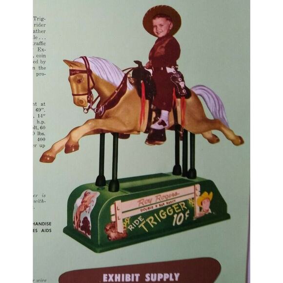 Roy Rogers Trigger Kiddie Ride Flyer Original Art Print Horse Western Cowboy '54 - Picture 4 of 5